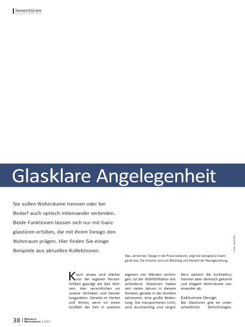 Hausbau Helden Glastür als Element der Innenarchitektur