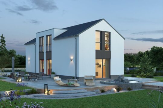 EFH 122 blaue Stunde-Garten-mit Windfeder