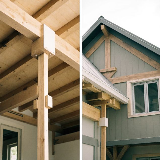 Detailaufnahme von Häusern mit Holz